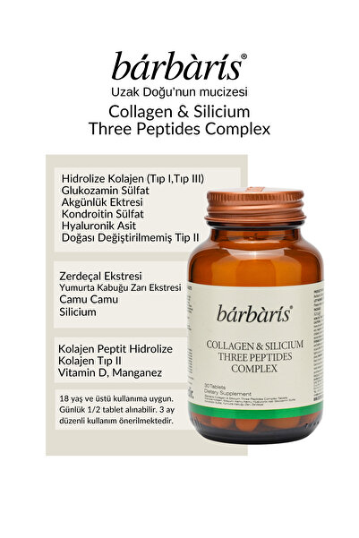 Barbaris Sılıcıum Three Peptıdes Complex 90 Tablets-3 Paket Tip 1-2-3 Eklem, Kıkırdak, Kemik
