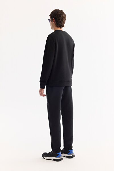 Avva Ανδρικό φούτερ με μαύρο λαιμόκοψη Soft Touch με τύπωμα Fleece Regular Fit A52Y1269