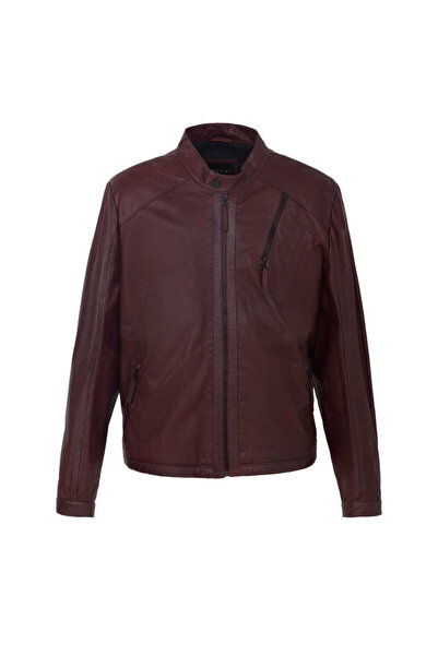 Tergan Bordo Hakiki Deri Erkek Deri Mont - E22BDM310382-R4X