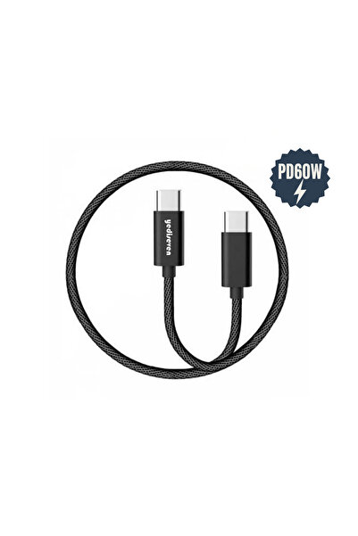 yediseven Type C to Type C Kısa Şarj Kablosu 60Watt Powerbank Kablosu Car Play 30 cm