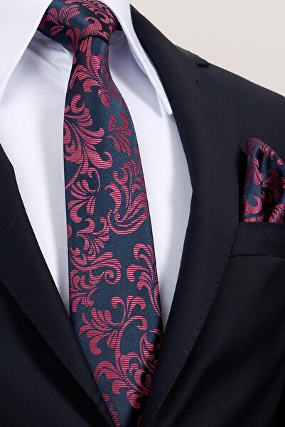 Esgue منديل ربطة عنق منقوش باللون الأزرق الداكن مقاس 8 سم مصنوع يدويًا