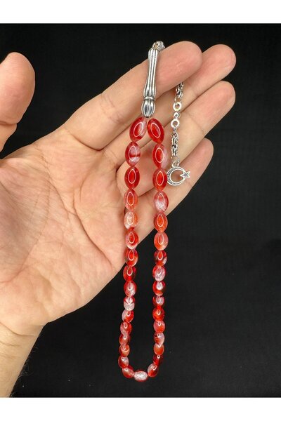 Anemore Collection مسبحة صلاة من مسحوق العنبر باللون الأحمر - قطع بيزي 10 مم ...