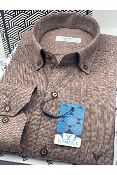 Fitmens Classic Long Sleeve Winter Herringbone Lumberjack Collar Buttoned Cotton Gift Boxed Men's Shirt Fs-001991 -