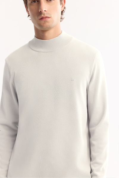 Avva Men's Ecru Half Turtleneck Basic Plain Rayon Sweater B005151