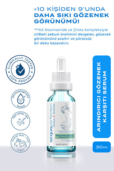 Acqua Perfection Sebum Siyah Nokta ve Gözenek Karşıtı Cilt Bariyeri Güçlendirici %5 Niacinamide Serum 30ml