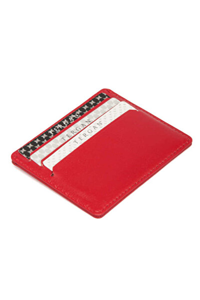 Tergan Red Genuine Leather Unisex Credit Card Holder - S1Kk00001050-C71