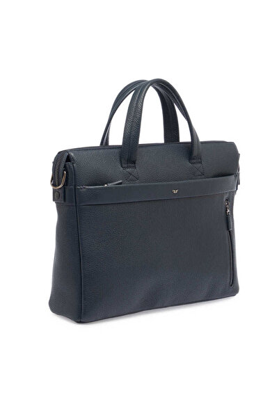 Tergan Navy Blue Genuine Leather Men's Briefcase - S1Ev00021120-A38