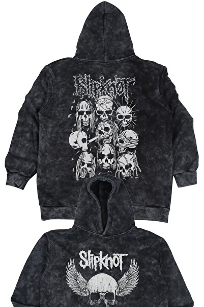 Fuddy Moda Φούτερ με κουκούλα με στάμπα Unisex Slipknot, Vintage Hoodie με στ...