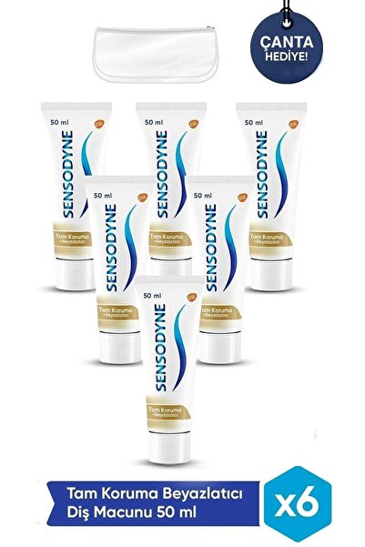 Sensodyne Tam Koruma Beyazlatıcı Diş Macunu X6-şeffaf Çanta Hediye