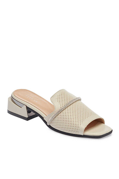 Tergan Bej Hakiki Deri Kadın Terlik - K24Y1TR67110-A25