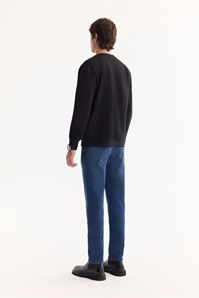 Avva Men's Black Crew Neck Cotton Bi-Stretch Printed Regular Fit Sweatshirt A52Y1208