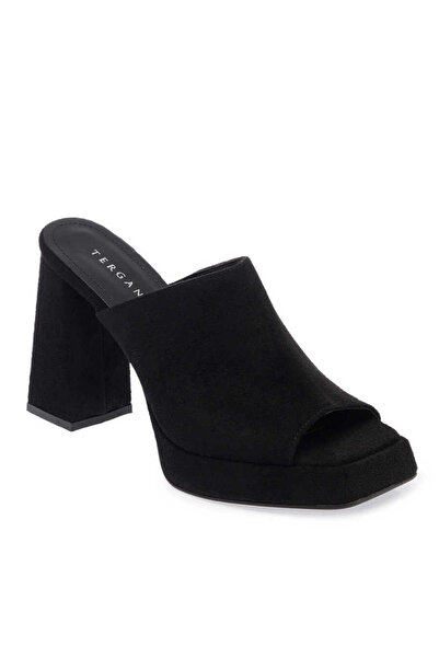 Tergan Siyah Hakiki Süet Deri Kadın Terlik - K24Y1TR67085-A01