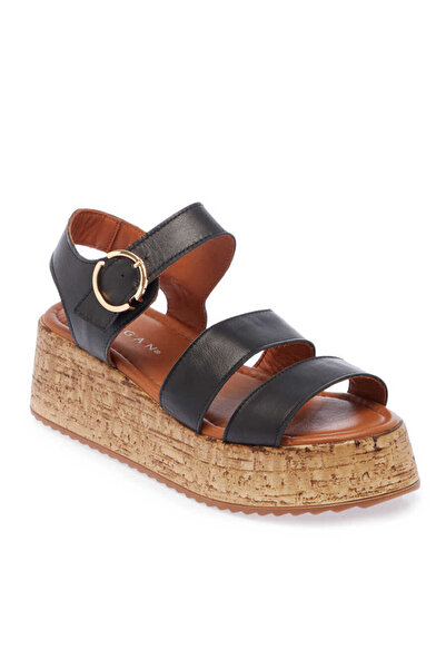 Tergan Siyah Hakiki Deri Kadın Sandalet - K24Y1SN67244-A23