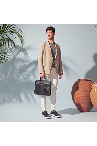 Tergan Siyah Hakiki Deri Erkek Laptop Çantası - S1LC00021111-A63