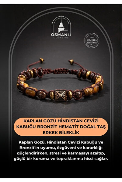 OSMANLI DOĞAL TAŞ Kaplan Gözü hindistan Cevizi Kabuğu bronzit hematit Doğal T...