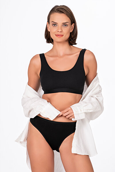 Kompedan Women's Cotton Modal Slip Panties |   Black K23924