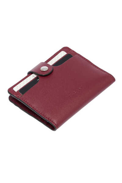 Tergan Claret Red Genuine Leather Unisex Credit Card Holder - S1Kk00001653-X31