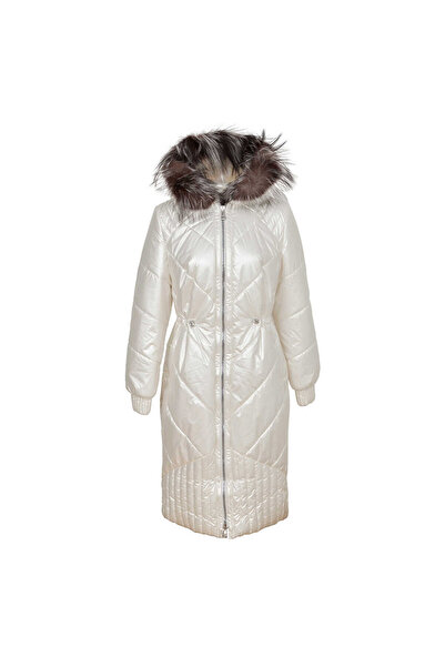 Tergan Krem Tekstil-Kürk Kadın Deri Mont - K23IKM320366-H2W