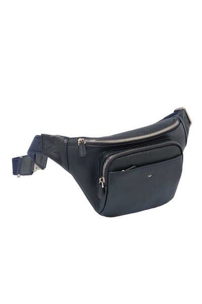 Tergan Navy Blue Genuine Leather Unisex Waist Bag - S1Bl00021302-X86