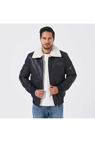 Tergan Lacivert Deri-Kürk Erkek Deri Mont - E23KDM310496-Q4P
