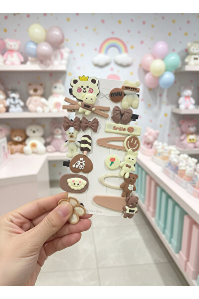 BATU GİYİM Комплект щипки за коса с карамелено кафяво момиченце и бебе момиченце, 14 броя