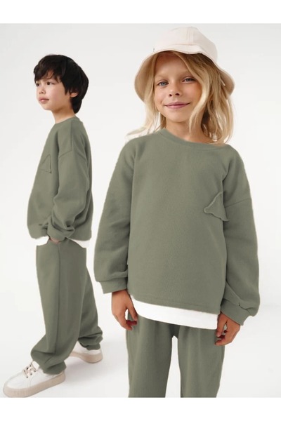 lorio kids Copii și bebeluși unisex guler rotund cu căptușeală din fleece Han...