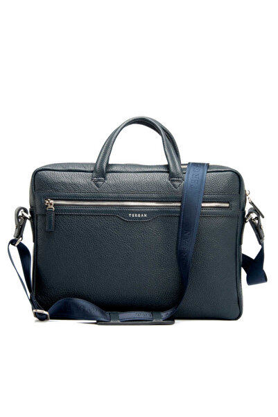Tergan Navy Blue Genuine Leather Men's Briefcase - S1Ev00021140-A38