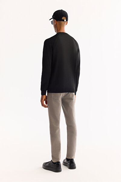 Avva Men's Black Crew Neck Textured Knitwear Regular Fit Sweater A52Y5083