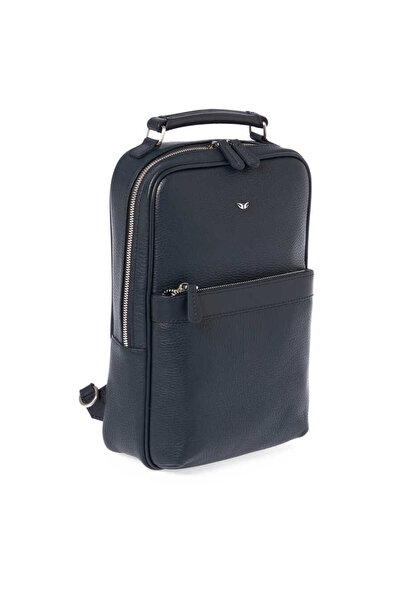 Tergan Navy Blue Genuine Leather Men's Crossbody Bag - S1Ac00021481-D6M