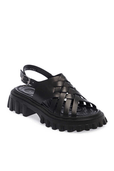 Tergan Siyah Hakiki Deri Kadın Sandalet - K24Y1SN67161-A23