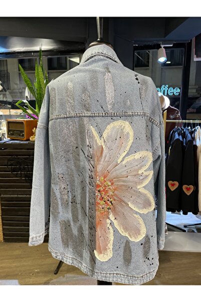 Dadali Women's Stone Embroidered Colorful Long Sleeve Cotton Denim Jacket