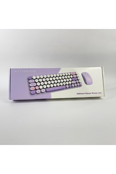 Mithrion Retro Pastel Renkli Kablosuz Klavye ve Mouse Seti