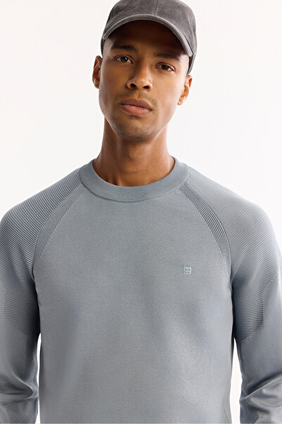 Avva Erkek Mavi Bisiklet Yaka Kolları Fitil Kolay Ütülenir Kazak A52Y5083