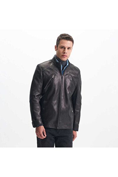 Tergan Siyah Hakiki Deri Erkek Hakiki Deri Mont - E23KDM310524-Q4O