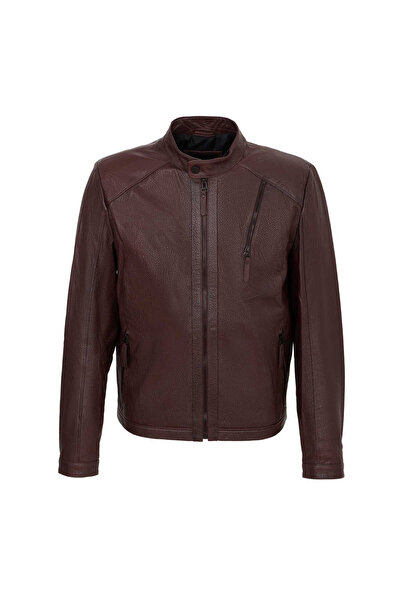Tergan Bordo Hakiki Deri Erkek Hakiki Deri Mont - E22KDM310381-R4X