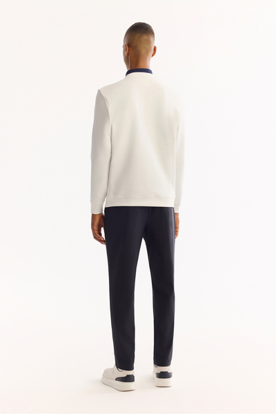 Avva Men's Ecru Crew Neck Cotton Bi-Stretch Printed Regular Fit Sweatshirt A52Y1264