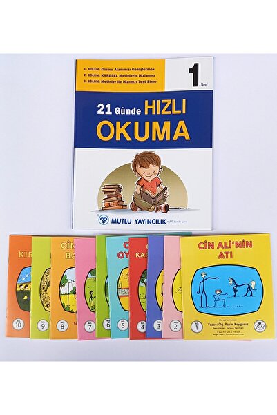 Mutlu Yayıncılık 21 GÜNDE HIZLI OKUMA + 10 ADET CİN ALİNİN ATI HİKAYE SETİ