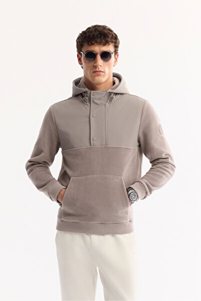 Avva Men's Gray Hooded Soft Touch Fleece Regular Fit Sweatshirt A52Y1268