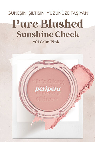 PERIPERA Pastel Tonlarda Sebum Dengeleyici Toz Allık PERIPERA Pure Blushed Sunshine Cheek (01 Calm Pink)