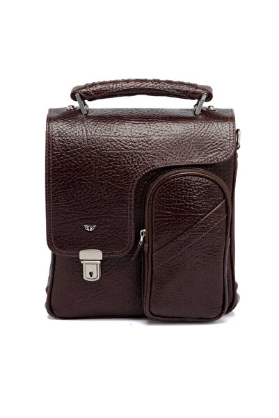 Tergan Kahve Hakiki Deri Erkek Çapraz Askılı Çanta - S1AC00022709-P3Y