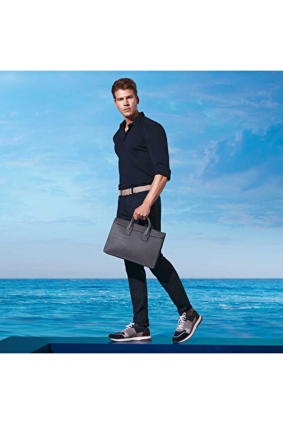 Tergan Gri Hakiki Deri Unisex Evrak Çantası - S1EV00021247-G35