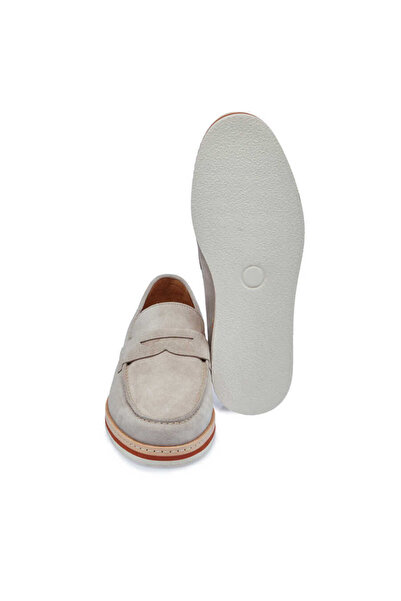 Tergan Bej Hakiki Süet Deri Erkek Loafer - E24I1AY56643-B79