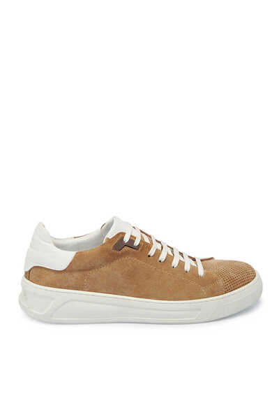 Tergan Tan Genuine Suede Leather Men's Sneaker - E24I1Ay56751-K59
