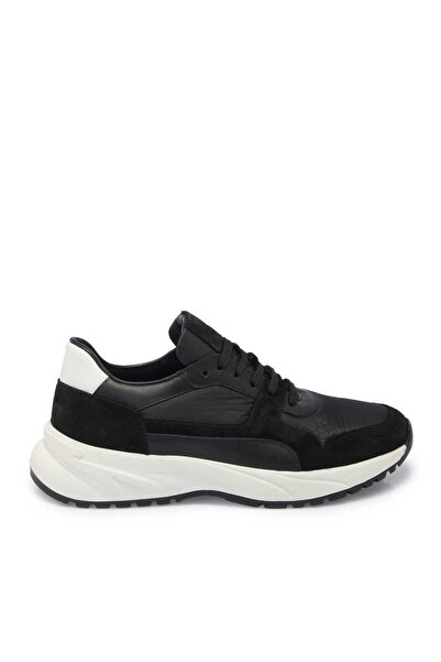 Tergan Siyah Deri-Tekstil Erkek Sneaker - E24I1AY56712-A01