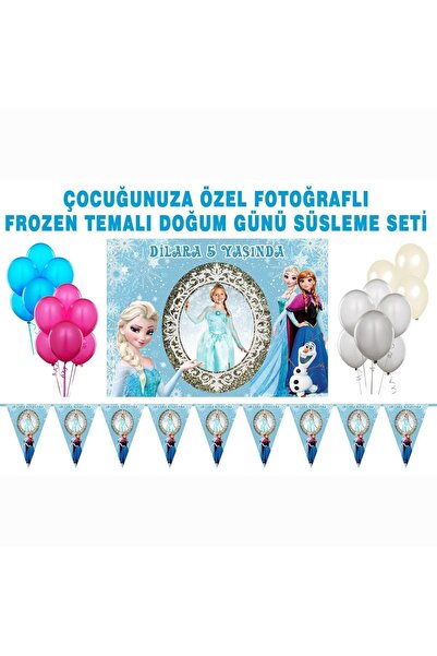 Sunligo Frozen Karlar Ülkesi Elsa Temalı Süsleme Seti Fotoğraflı Afiş, Flama,...