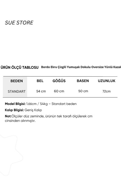 Sue Store Μπορντό εκρού ριγέ πουλόβερ από μαλακό μάλλινο πλεκτό oversized