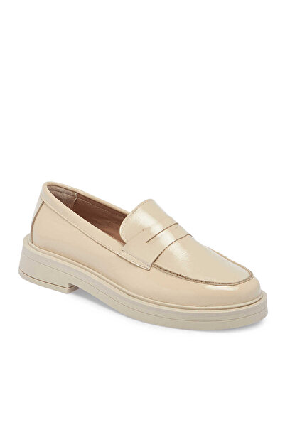 Tergan Ekru Hakiki Rugan Deri Kadın Loafer - K24S1AY67617-H4X