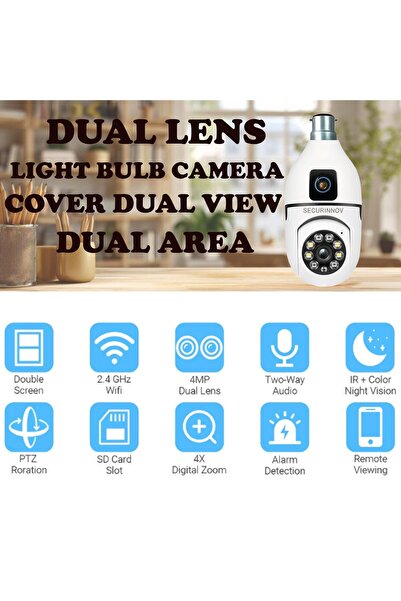 LITECH Smart dual-lens camera, 5MP V380 4K, 4x zoom, LED