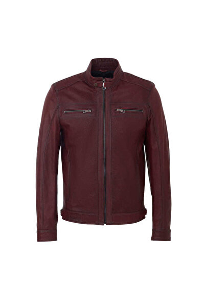 Tergan Bordo Hakiki Deri Erkek Deri Mont - E23KDM310542-R4X