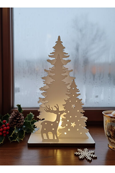 Antika Design Yilbaşı dekorasyonu Ağaç ve geyik Sahne mdf elektrikli Led